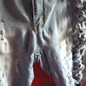 Cute denim long board jean shorts with sides cut down the sides